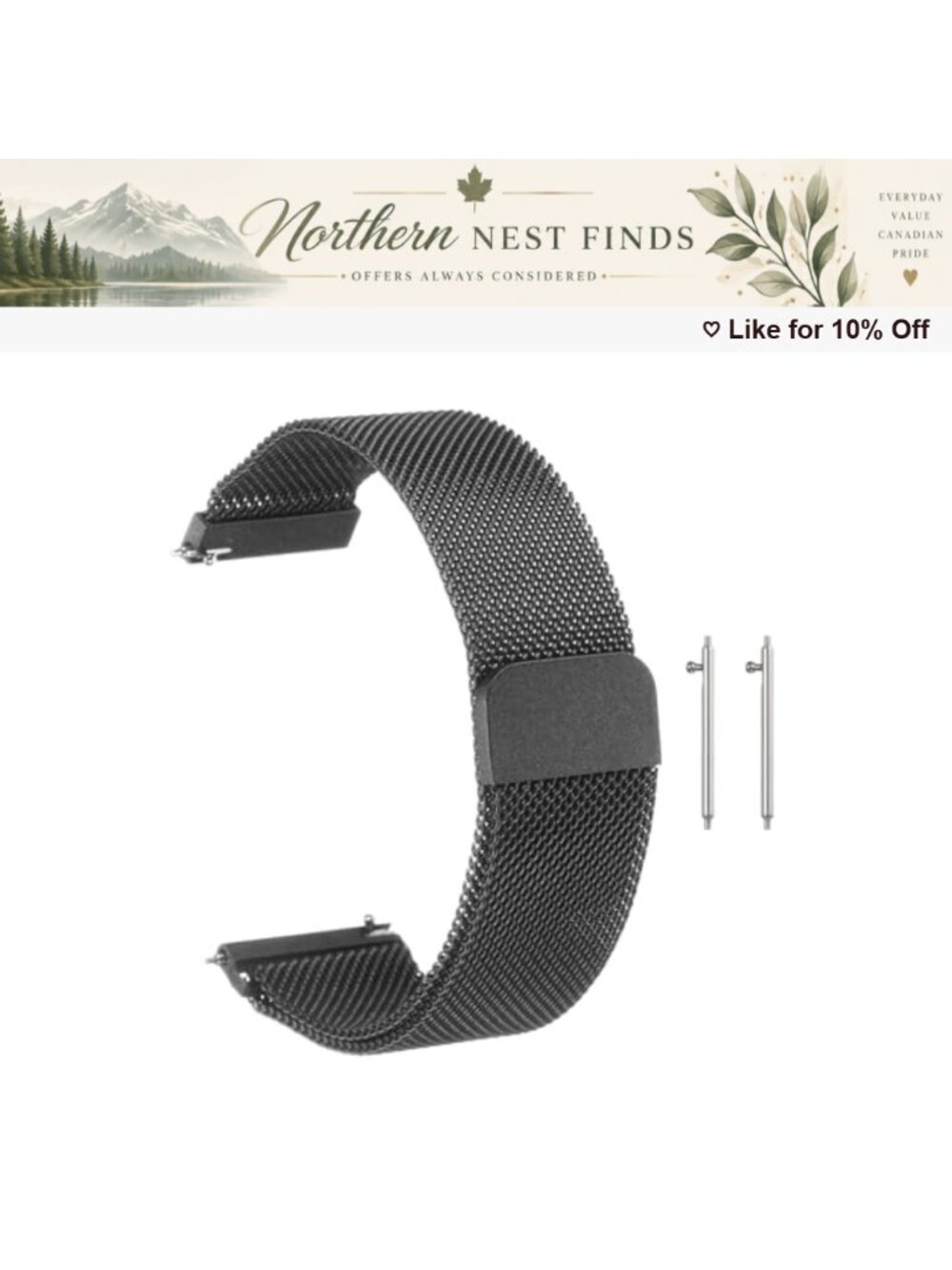 Stainless Steel Mesh Watch Band Quick Release Magnetic Buckle 20mm